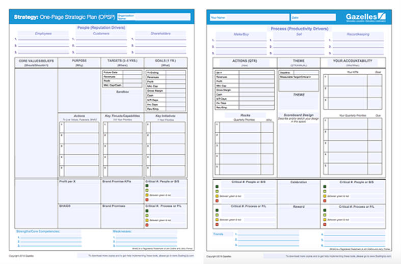 one page strategic plan OPSP Dominic Monkhouse