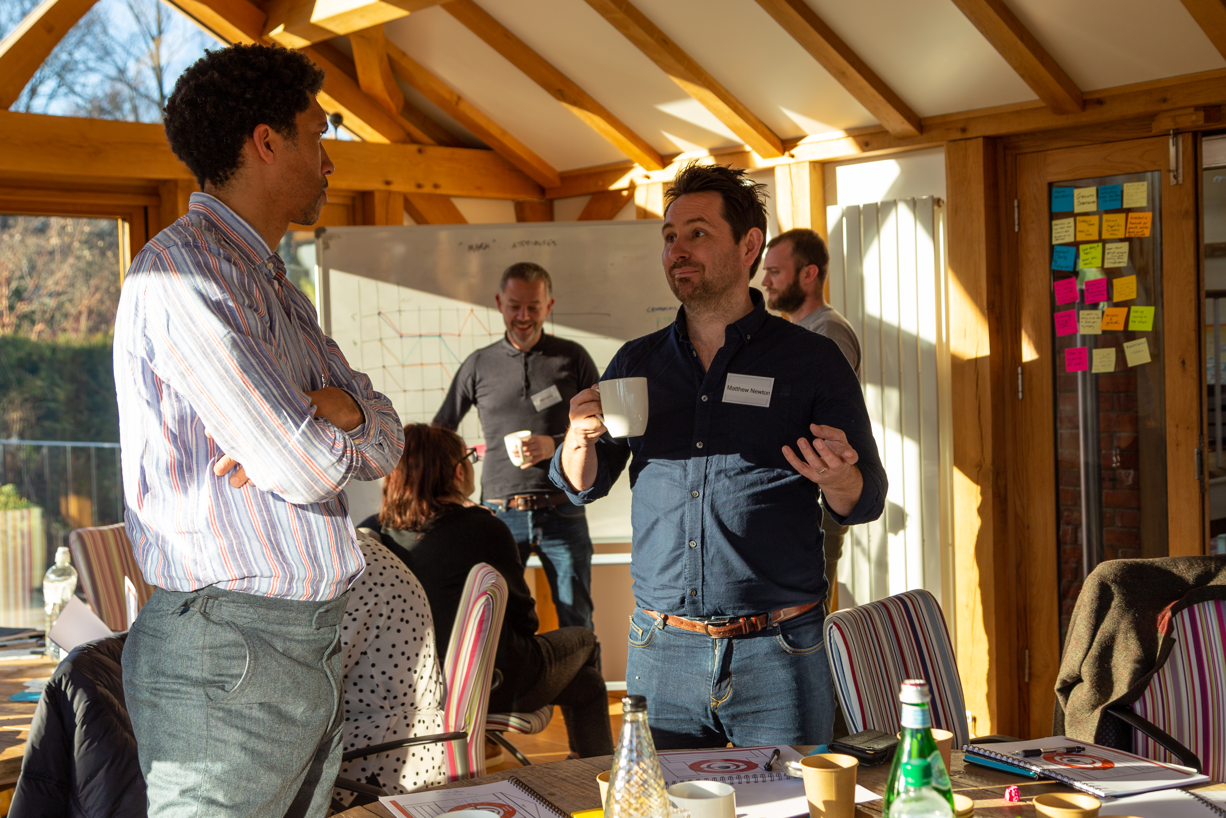business leaders talking