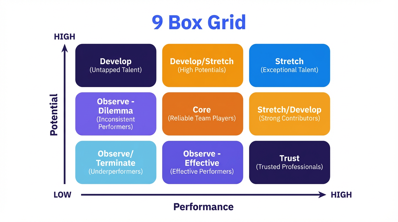 The nine-box grid to measure performance versus potential
