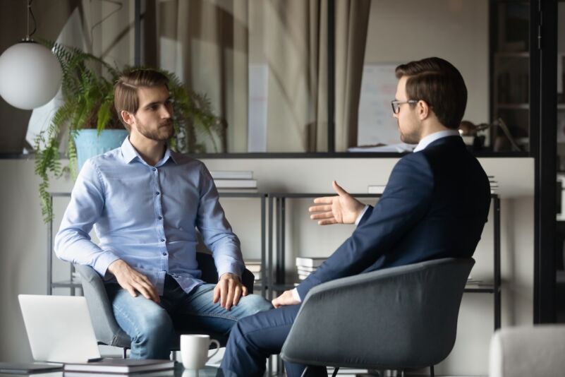 two businessmen having a conversation