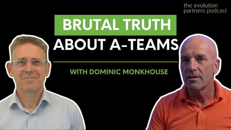 Podcast cover featuring Dominic Monkhouse discussing team dynamics and leadership.