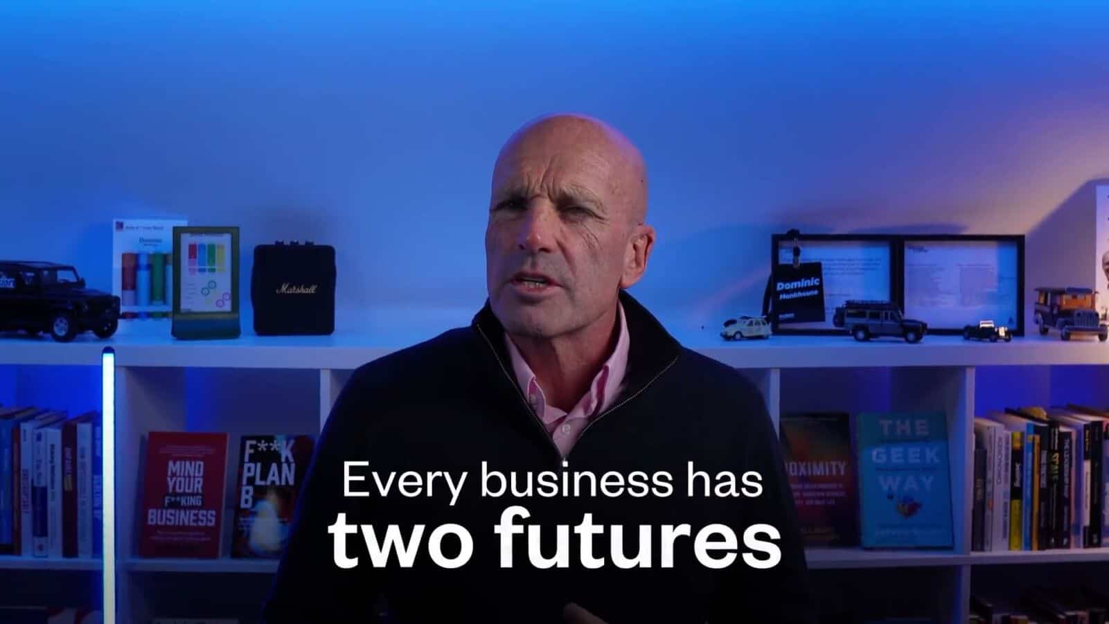 Businessman discussing future strategies in a modern office setting.