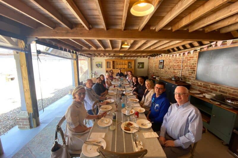Group of professionals dining together at Monkhouse & Company.