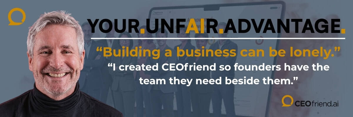 Building a business can be lonely, says CEOfriendial in the image.